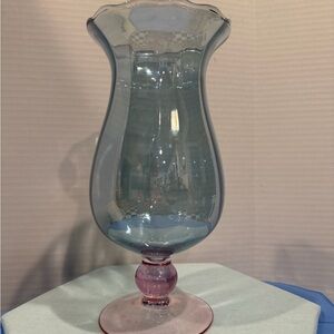 Elegant Glass Bicolor Hurricane Vase made in Poland Art Nouveau